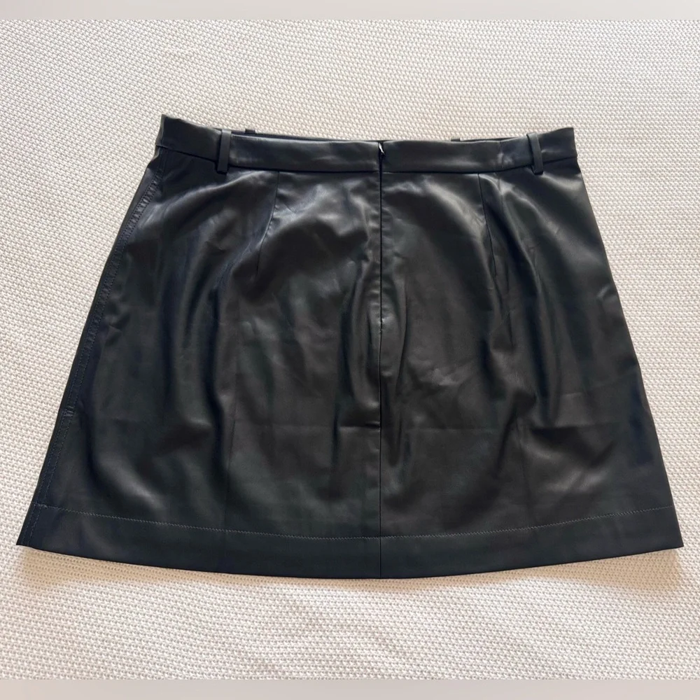 J. CREW 17” Black Faux Leather Mini Skirt